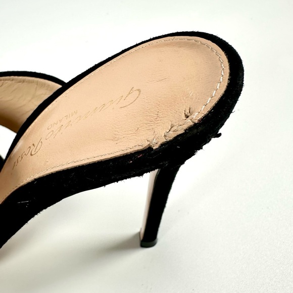 Gianvito Rossi Milano Black Suede Ribbon Slip On Heels - Picture 11 of 14